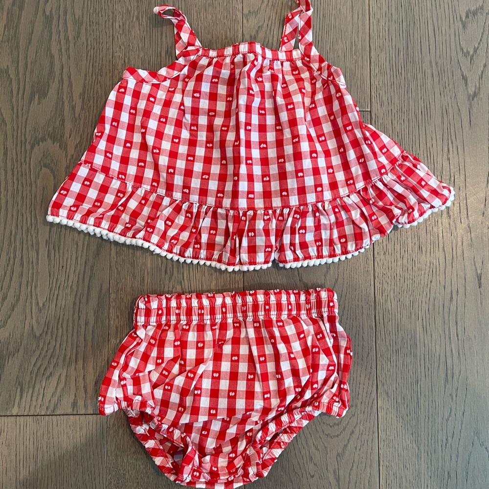 Cat & Jack red white plaid set
